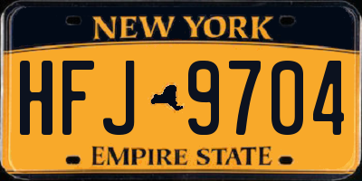 NY license plate HFJ9704