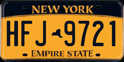 NY license plate HFJ9721