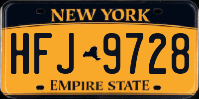 NY license plate HFJ9728