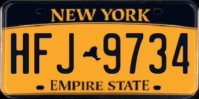 NY license plate HFJ9734