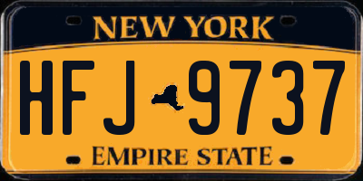 NY license plate HFJ9737