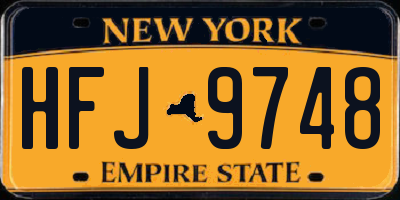 NY license plate HFJ9748