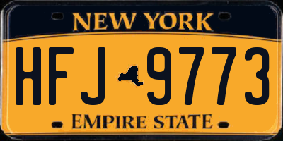 NY license plate HFJ9773
