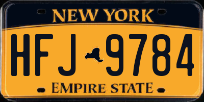 NY license plate HFJ9784