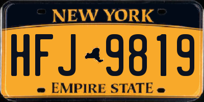 NY license plate HFJ9819