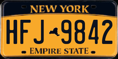 NY license plate HFJ9842
