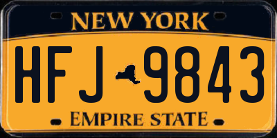 NY license plate HFJ9843