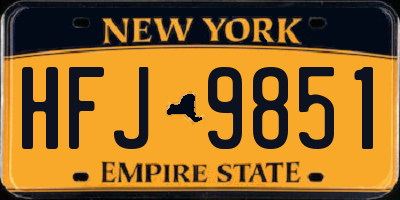 NY license plate HFJ9851