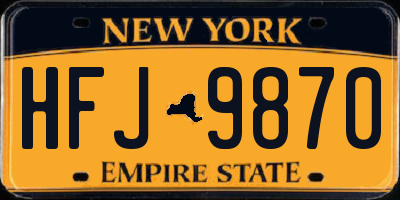 NY license plate HFJ9870