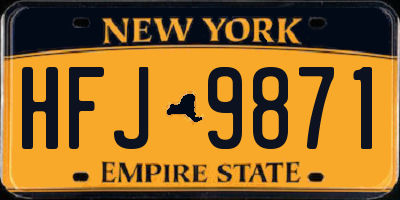 NY license plate HFJ9871