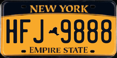 NY license plate HFJ9888