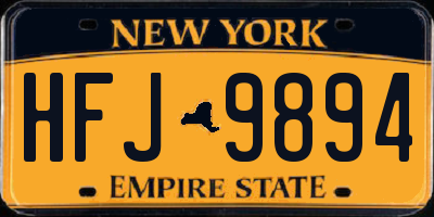 NY license plate HFJ9894