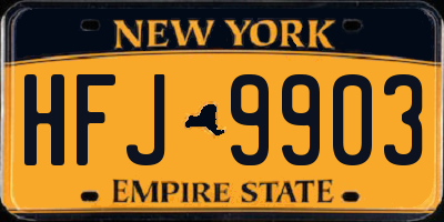 NY license plate HFJ9903