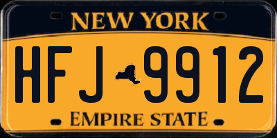 NY license plate HFJ9912