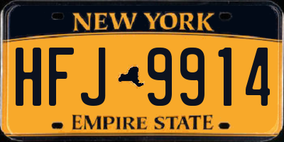 NY license plate HFJ9914