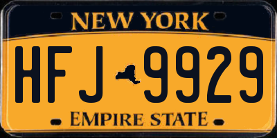 NY license plate HFJ9929