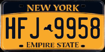 NY license plate HFJ9958