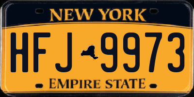NY license plate HFJ9973