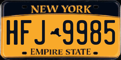 NY license plate HFJ9985