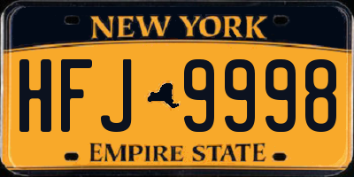 NY license plate HFJ9998