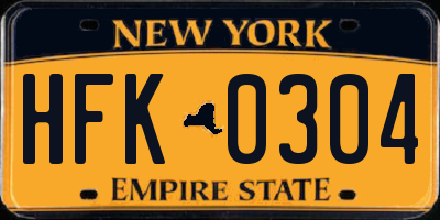 NY license plate HFK0304