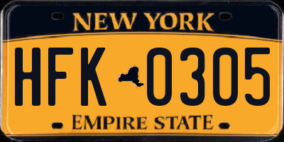 NY license plate HFK0305