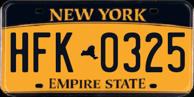 NY license plate HFK0325