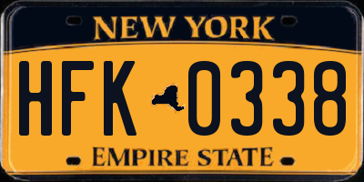NY license plate HFK0338