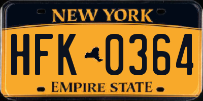 NY license plate HFK0364