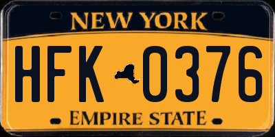 NY license plate HFK0376