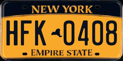 NY license plate HFK0408