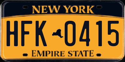 NY license plate HFK0415