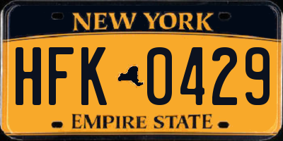 NY license plate HFK0429