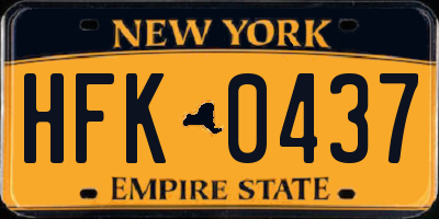 NY license plate HFK0437