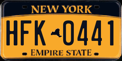 NY license plate HFK0441