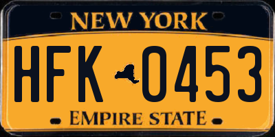 NY license plate HFK0453
