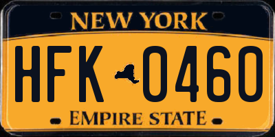 NY license plate HFK0460