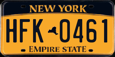 NY license plate HFK0461