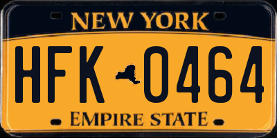 NY license plate HFK0464