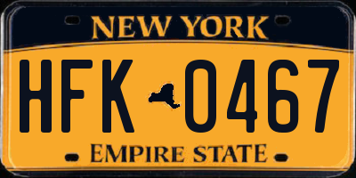 NY license plate HFK0467