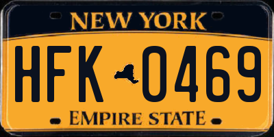 NY license plate HFK0469