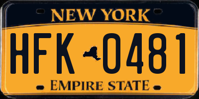 NY license plate HFK0481