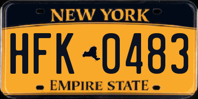 NY license plate HFK0483