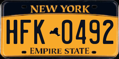 NY license plate HFK0492
