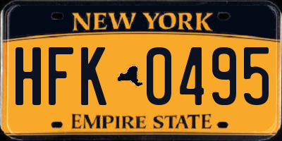 NY license plate HFK0495