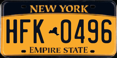 NY license plate HFK0496
