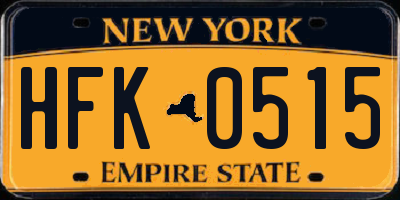 NY license plate HFK0515