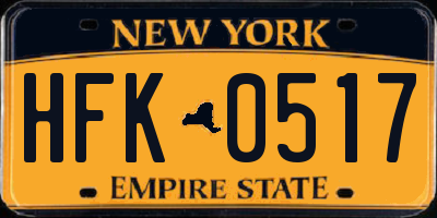 NY license plate HFK0517