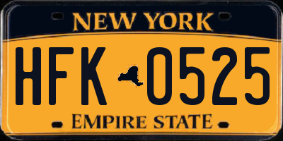 NY license plate HFK0525