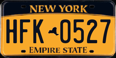 NY license plate HFK0527
